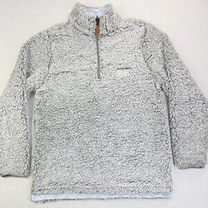 USA Palm Size XS Mens 1/4 Zip Gray Sherpa Logo Long Sleeve Pullover Reversable